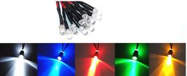 lot de 5 x Led 12v 3mm Rouge/Vert/Jaune/Bleu/Blanc (d)