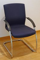 Freischwingerstühle mit dunkelblauem Stoff(Set mit 2 Stück)