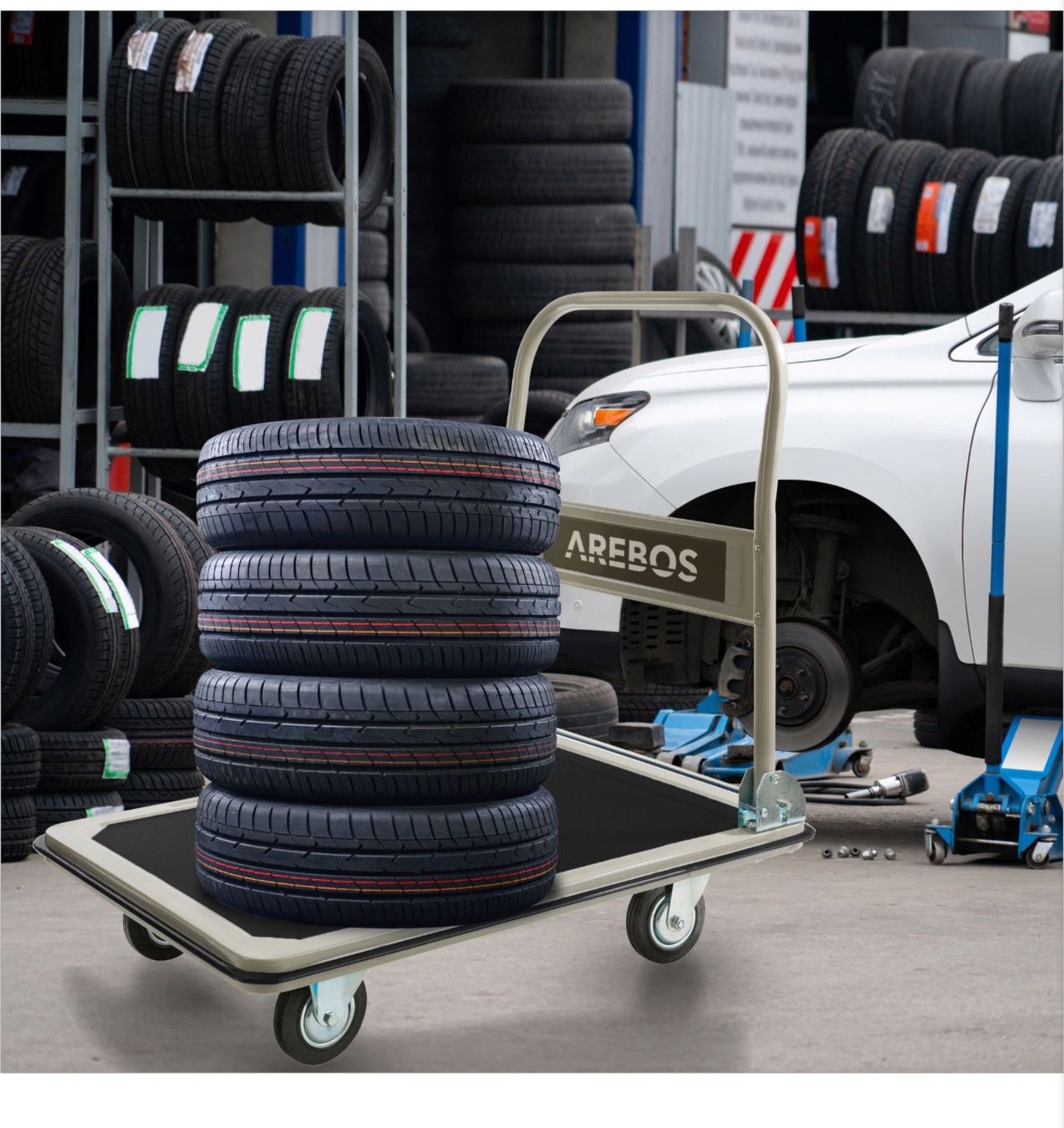 Carrelli di trasporto: Plattformwagen 300kg schwarz-creme – Nuovo e nell'imballaggio originale da Amriswil venduto da JaJa-Express 1