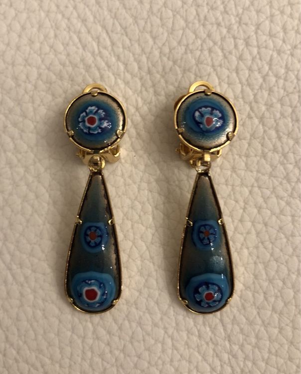 Orecchini pendenti & Orecchini a lobo: Boucles d’oreilles clips Mille Fiori Murano turquoises – Nuovo (secondo la descrizione) da Cointrin venduto da sacha1981
