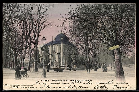 Ansichtskarten: AK Bienne, Promenade du Pasquart et Musée – Gebraucht aus Berlin von bartko-reher