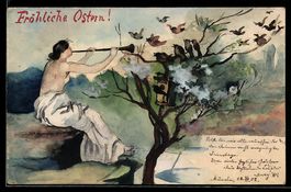 Handgemalt: Frau mit entblösstem Oberk