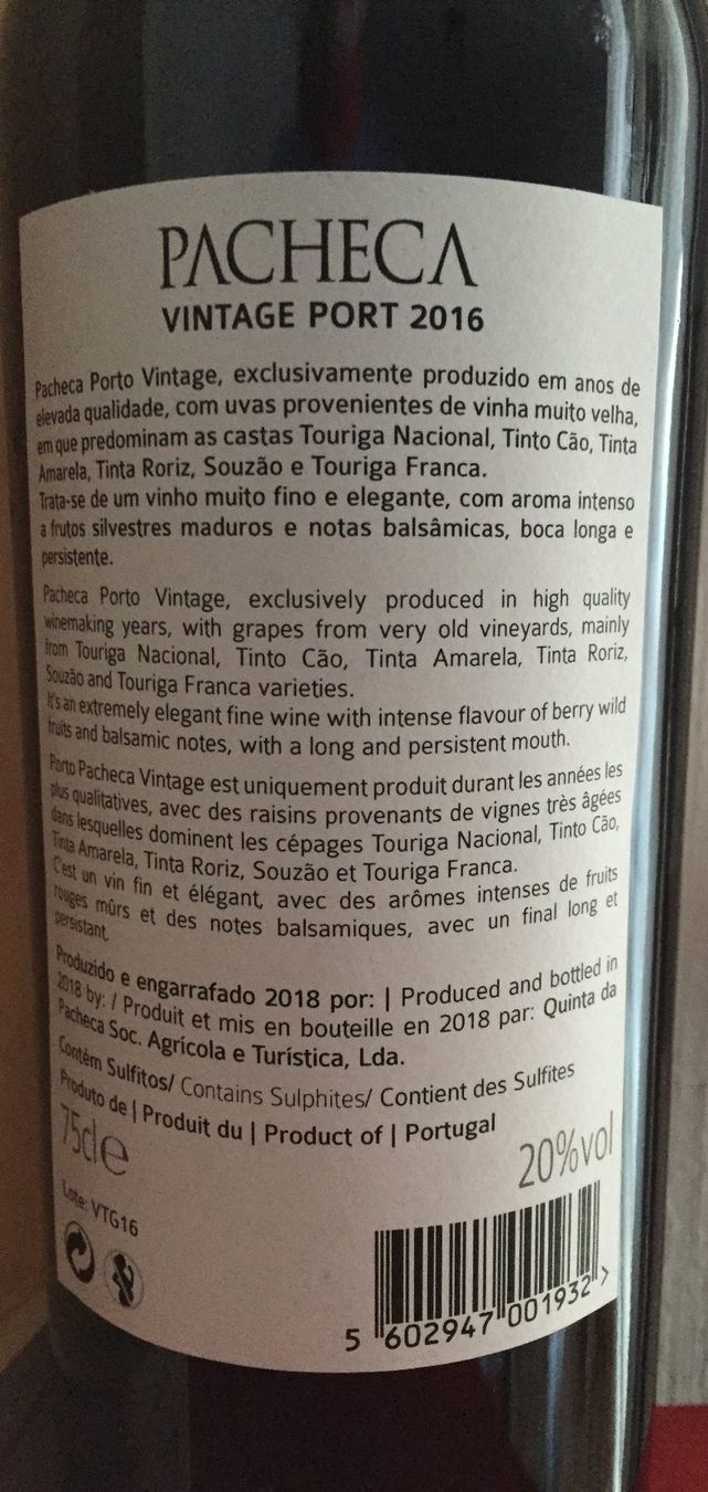 Wein: Porto Quinta da Pacheca Vintage 2016 – Neu (gemäss Beschreibung) aus Cully von Forninho 2
