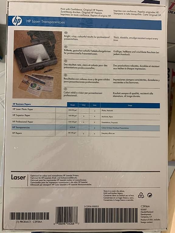 Fogli trasparenti: Transparentfolien Hp neu – Usato da Niedergösgen venduto da cupuasu 3