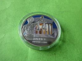 versilberte Medaille 40 mm PP, USA Justice in Schutzkapsel