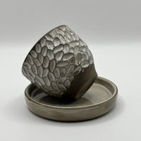 Handgemachte Keramik Teetasse mit Untertasse, Top Zustand!