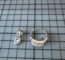 Silber 925 / Ring & Charm Anhänger mit Zirkonia Steinen