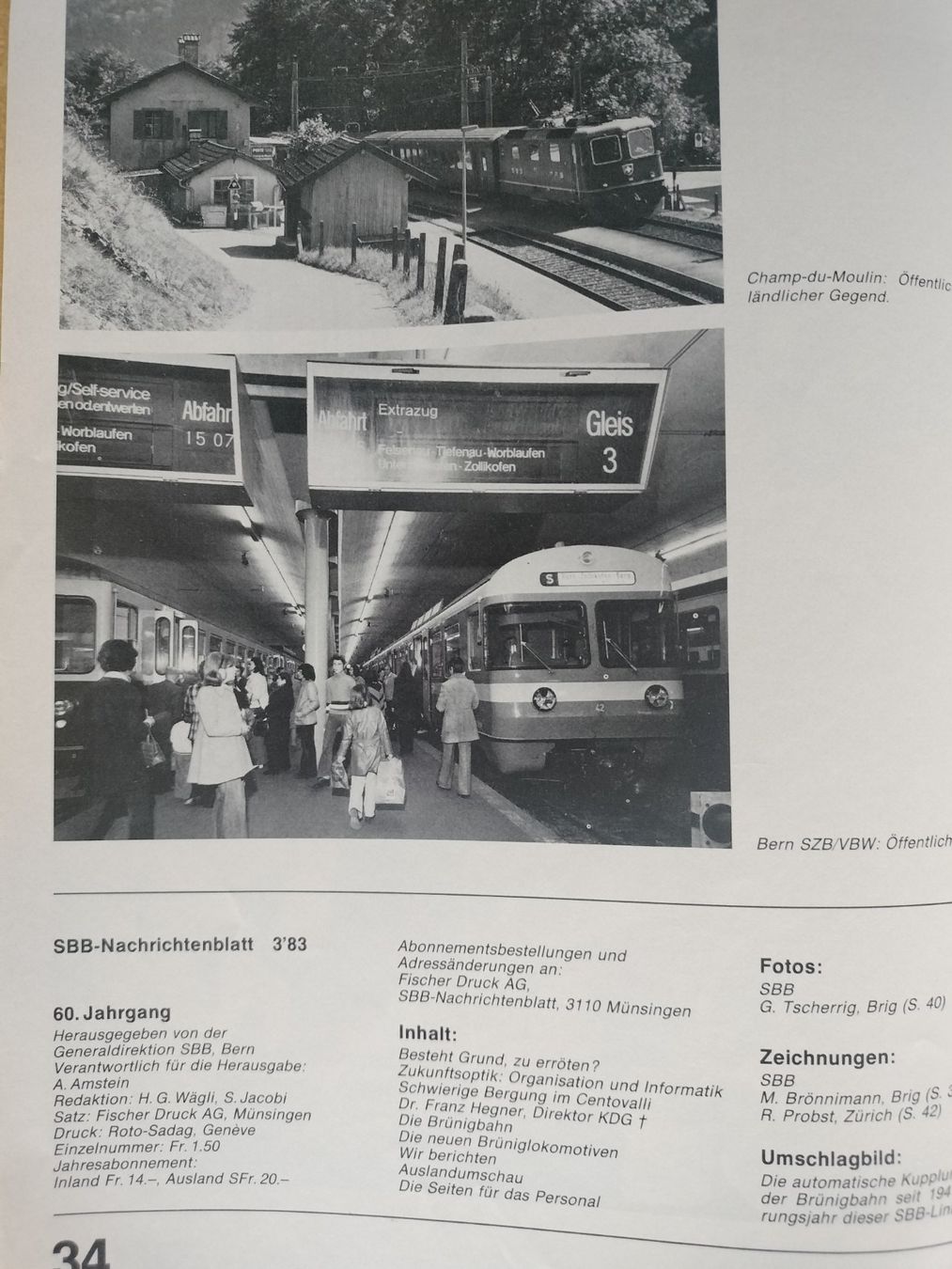Riviste & Magazine: SBB CFF FFS Nachrichtenblatt von 1983 – Usato da Schwanden Sigrisw venduto da pho_2mc9 1