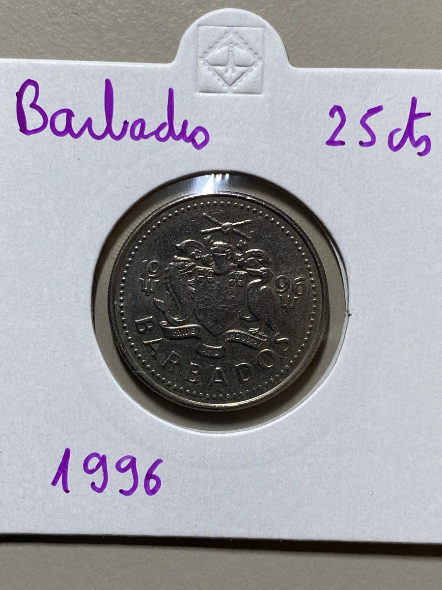 Tutti le monete: Barbades - 25 cents - 1996 – Usato da Payerne venduto da Mike1682