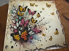 Karte-Grusskarte- Schmetterlinge-Freunde-Painting-Selfmade