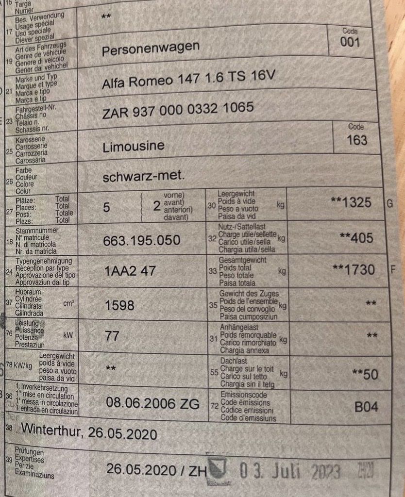 Alfa Romeo Automobili: Alfa Romeo 147, 1.6, Jg. 2006 – Usato da Grafstal venduto da Nerina 6