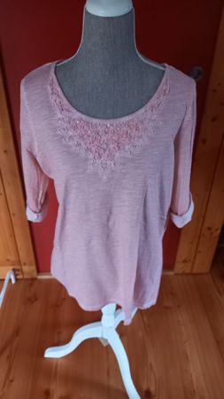 Street One T-Shirt rosa 3/4 Arm Grösse 42 mit Stickerei