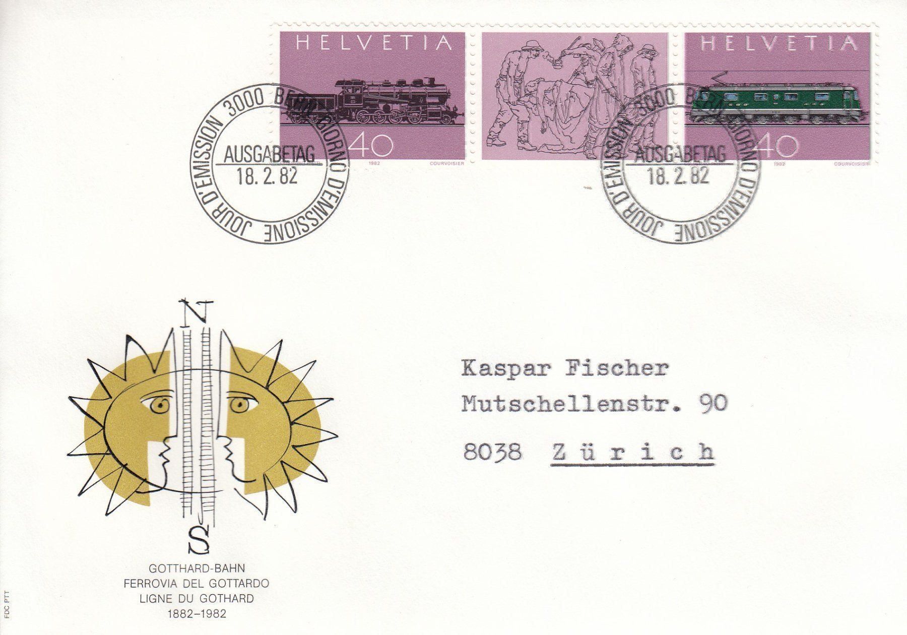 Tutti i francobolli: 1982 FDC 100 Jahre Gotthardbahn SBB – Usato da Spreitenbach venduto da Mustang_1105