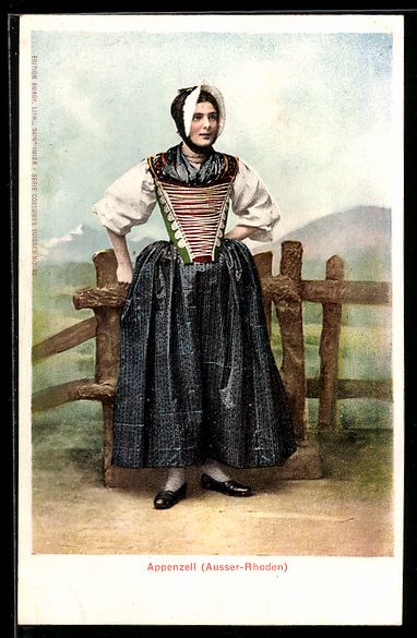 Cartoline postali: AK Dame in Appenzeller Tracht – Usato da Berlin venduto da bartko-reher