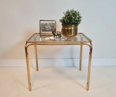 Beistelltisch Glas Messing 60er Jahre Vintage ca. 40x40x45cm