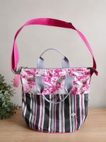 Sac à main Oilily motifs fleurs et rayures rose noir