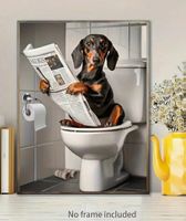 BILD *DACKEL,WC,ZEITUNG* LEINWANDDRUCK OHNE RAHMEN, 30X40CM