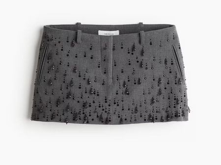 H&M Edition Skort grau mit Perlenbesatz