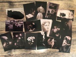 16 Stk. Karten Postkarten Dark Academia Creepy grusel Horror