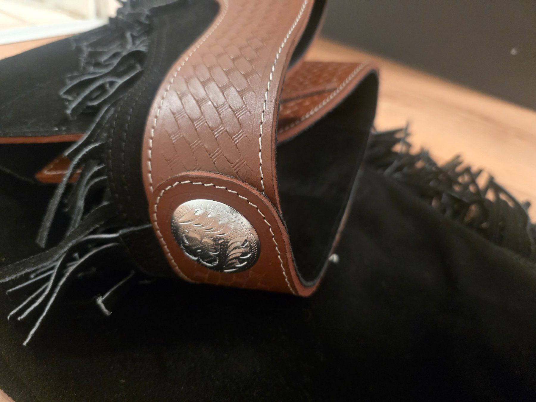 Pantaloni: Wildleder Showchaps mit Fransen, Western Chaps, Cowboy – Nuovo e nell'imballaggio originale da Erschwil venduto da LOLOPE 2