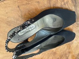 Pumps hinten und vorne offen mit Pailetten 7 cm Absatz