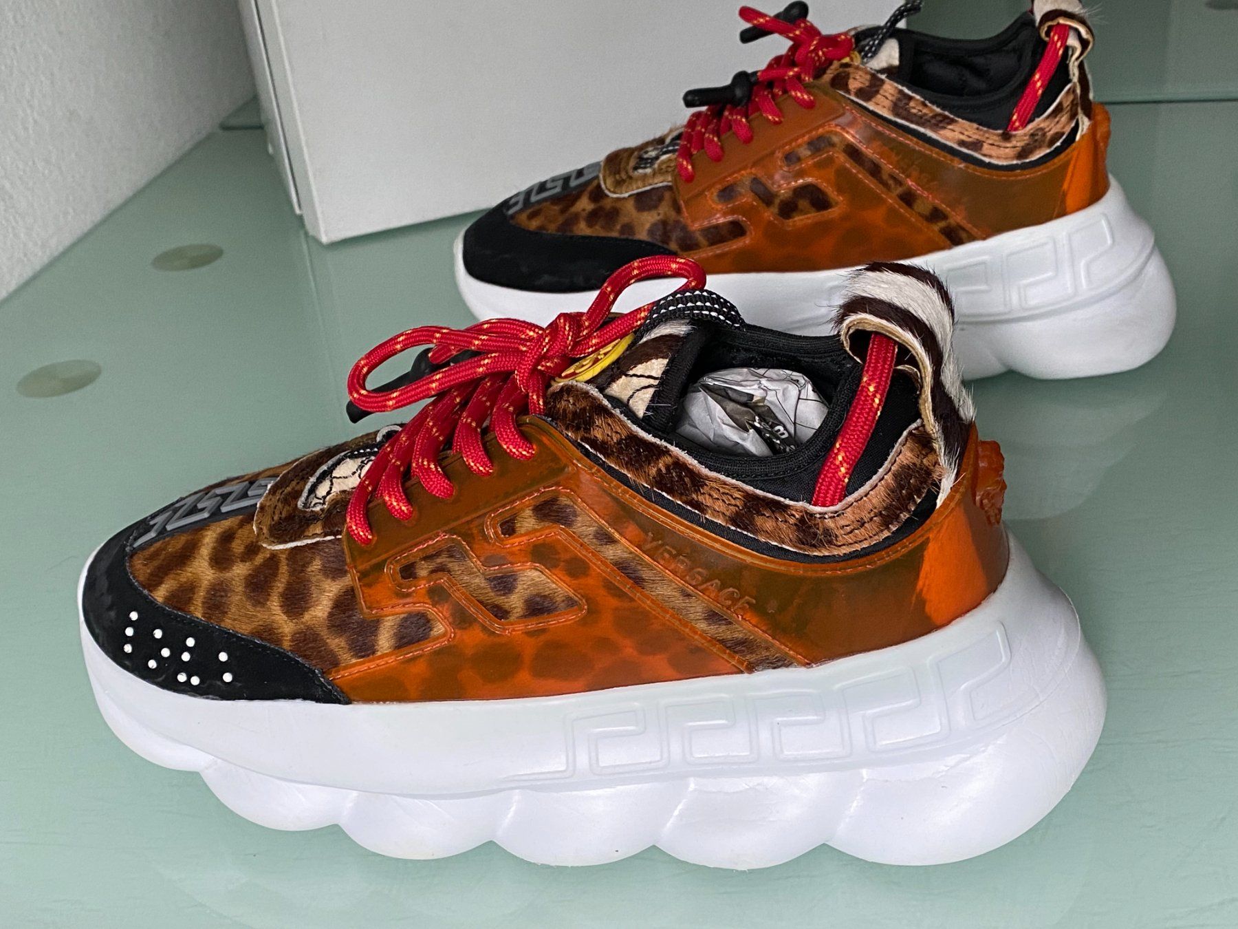 Versace Scarpe da uomo: VERSACE Chain Reacton Runner Pony Leder Low Top Sneakers 42 – Usato da Kreuzlingen venduto da Selliton 5