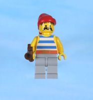 LEGO Minifigur Pirate Blue / White Stripes Shirt, Light Gray