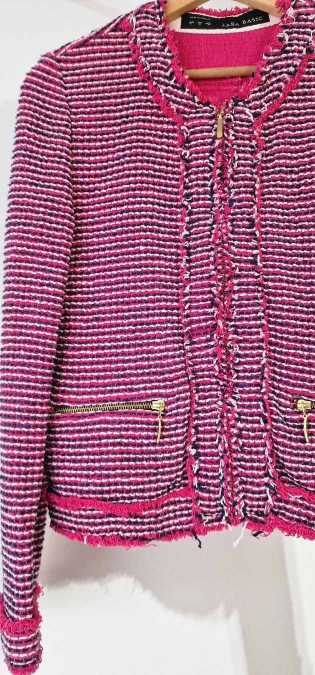 Zara Giacche: Elegante Zara Basic Jacke, Grösse M, Pink Tweed Look – Usato da Affeltrangen venduto da Szafaoli 1