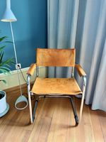 Freischwinger Sessel Bauhaus-Stil – Chrom & Leder