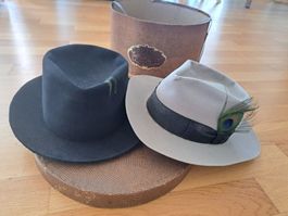 Vintage Hutkoffer mit zwei Herrenhüten, Resistol, Dölkle, 58
