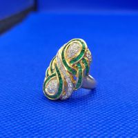 18 Karat 750 Massiv Gold Ring Mit Diamanten/Smaragde