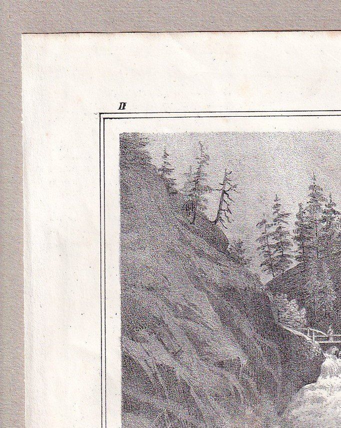 Incisioni: HANDECK WASSERFALL, AARE, LITHOGRAPHIE VON 1836-1845 – Usato da Grüningen venduto da Kartensammler 2