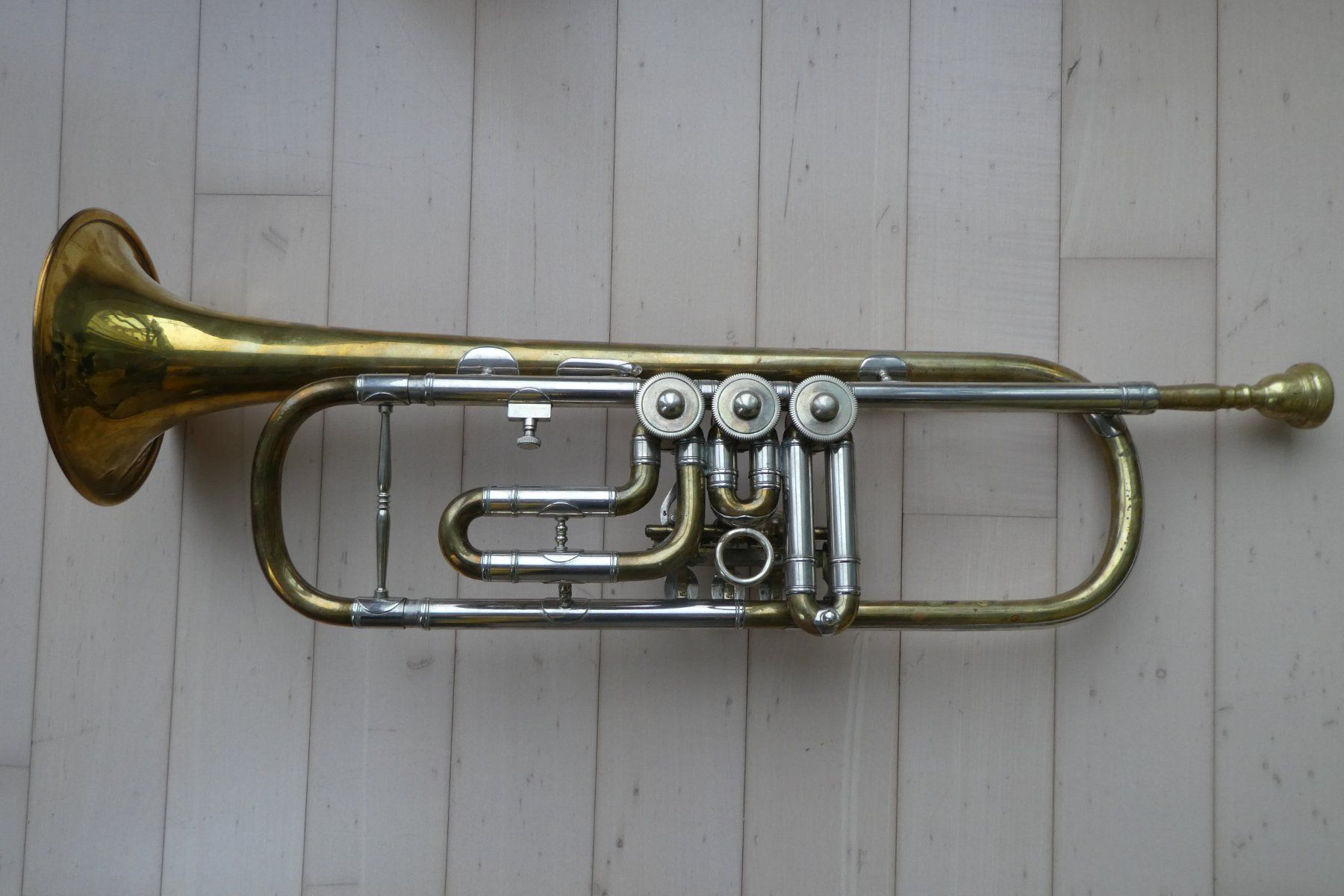 Strumenti musicali: B-Trompete Messing/Silber (Anton Pini 1954) – Usato da Au ZH venduto da Osterhase4 1