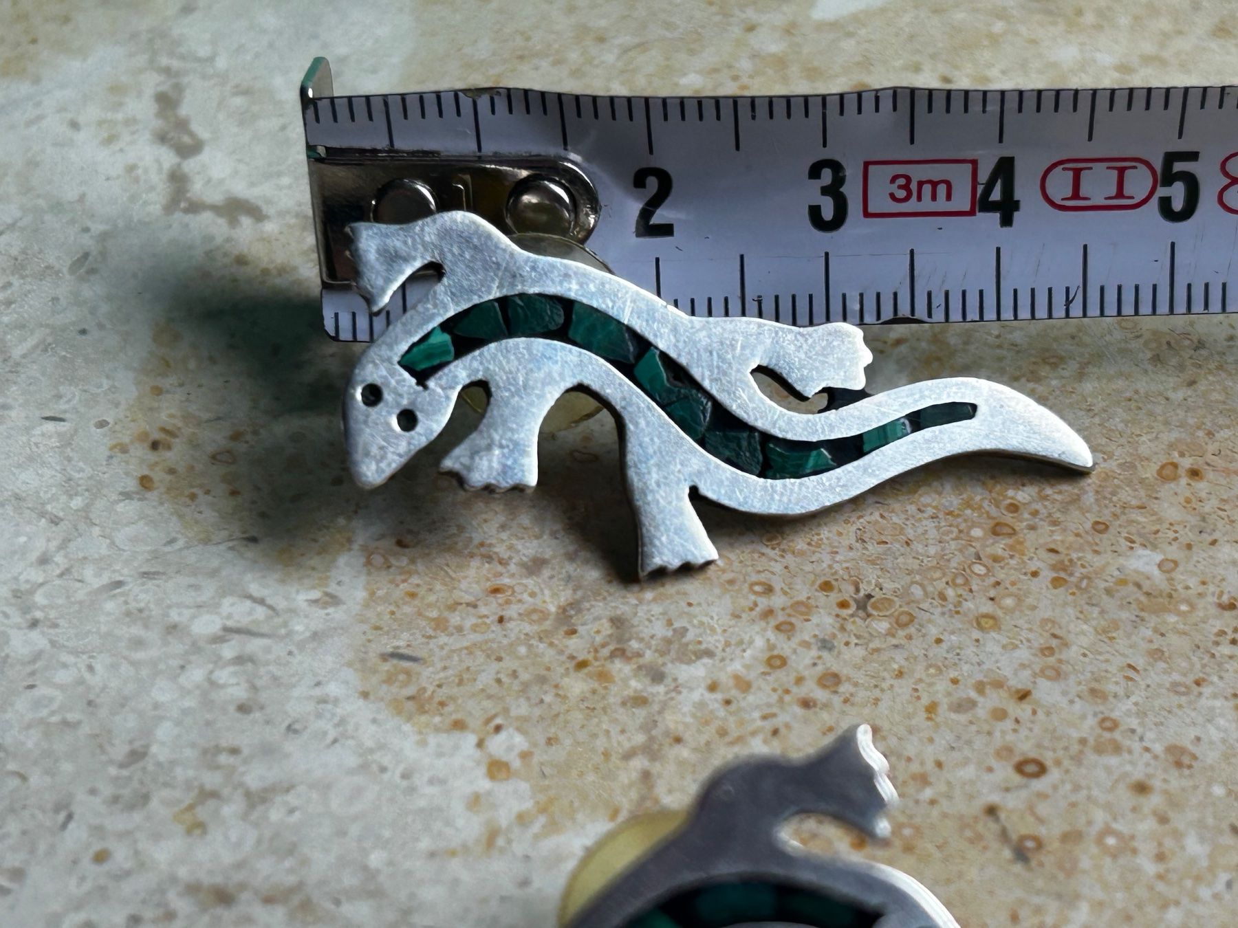 Ohrringe & -stecker: Gecko-Ohrringe Malachit Silber (gross) – Gebraucht aus Dittingen von Bijoubelle 5