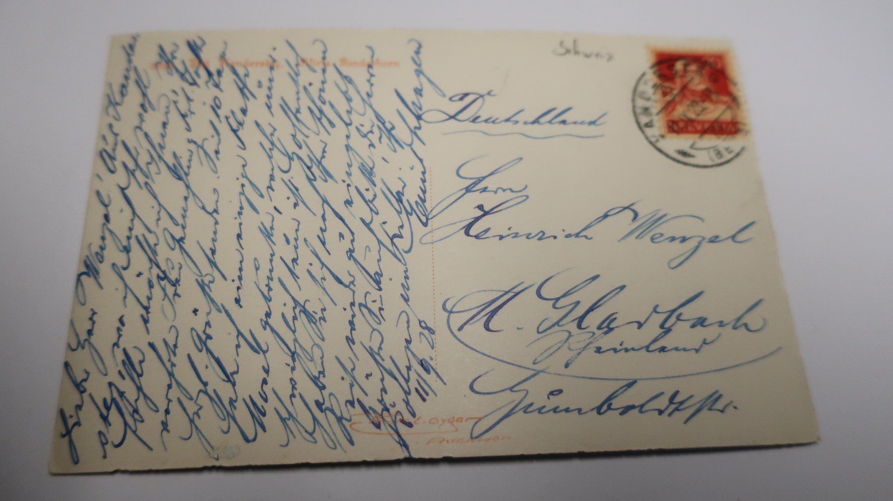 Cartoline postali: Bei Kandersteg Alteis Rinderhorn  1928 – Usato da Cormoret venduto da Pascalll2001 4