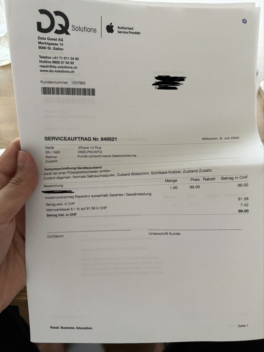 Apple Handys / Smartphones: iPhone 14 Plus defekt Flüssigkeitsschaden – Defekt aus Horn von flo_j8vp 3