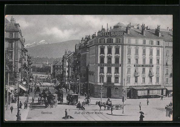 Cartoline postali: Genève, Rue du Mont Blanc, Strassenbahn – Usato da Berlin venduto da bartko-reher