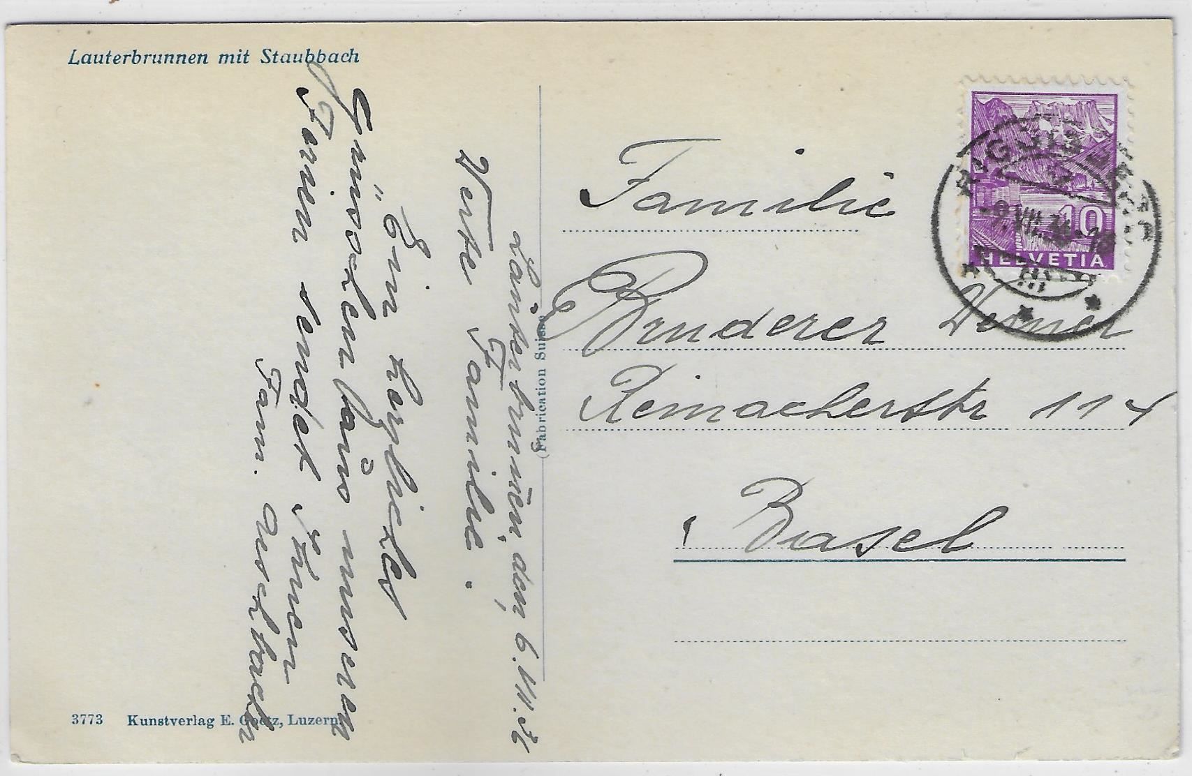 Cartoline postali: Lauterbrunnen mit Staubbach – Usato da Ettingen venduto da Kartenplanet 1