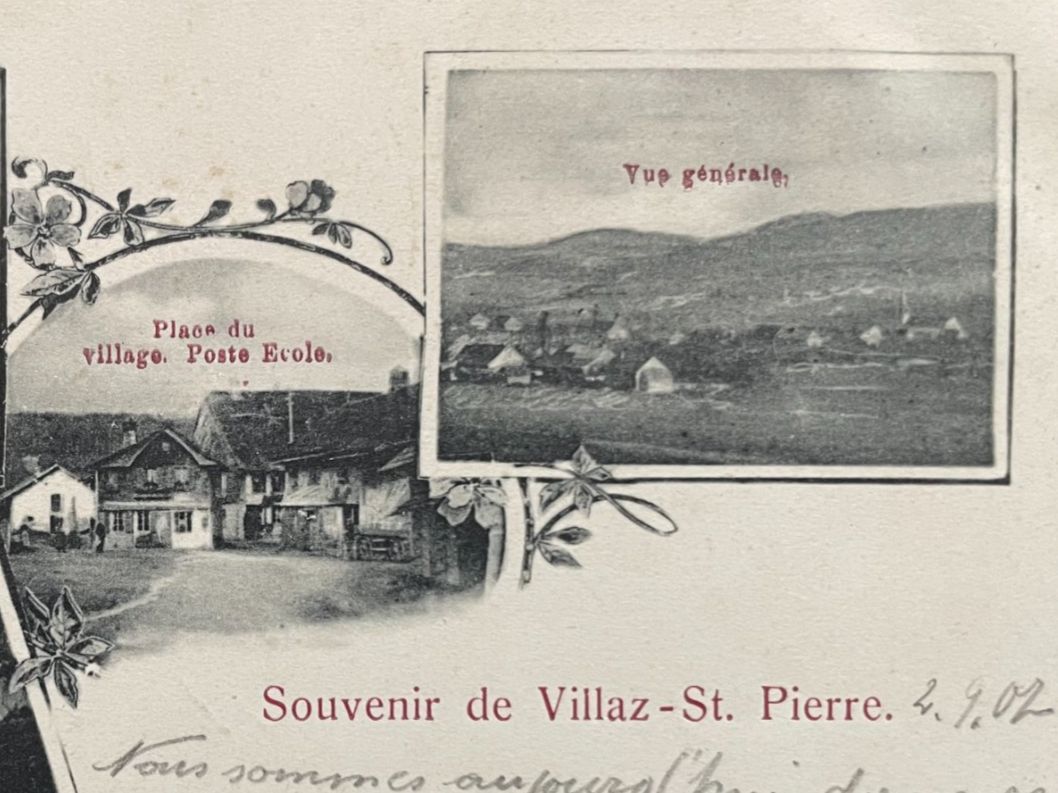 Cartoline postali: Souvenir de VILLAZ-SAINT-PIERRE 4 Bild, Poste, École – Usato da Wald ZH venduto da TLILEF 2