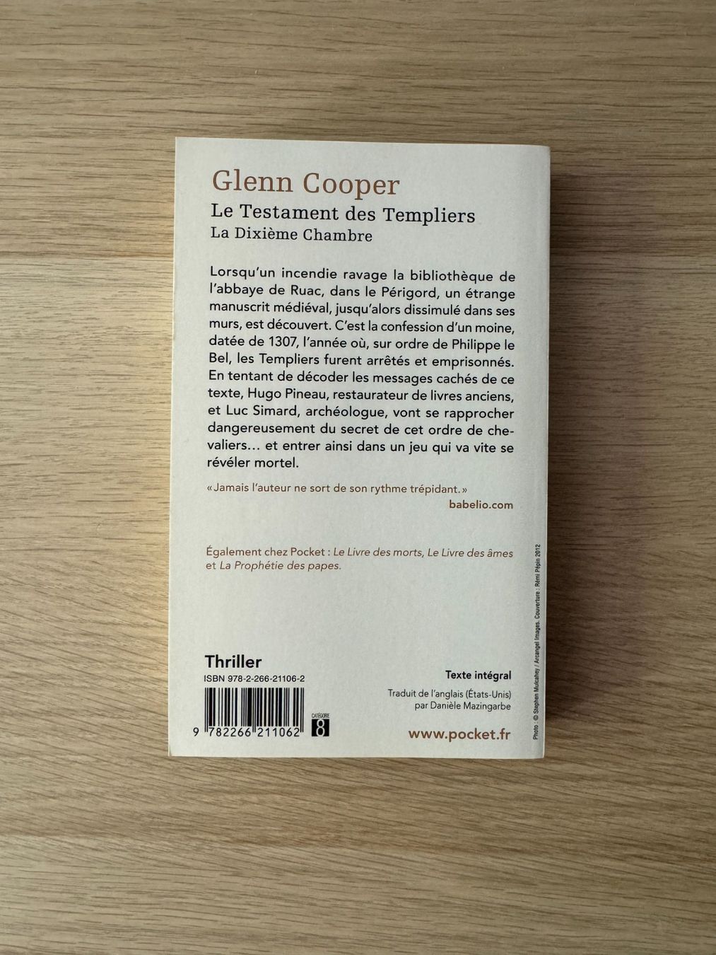 Libri: " Le Testament des Templiers " de Glenn Cooper – Usato da Genève venduto da Reveur 1