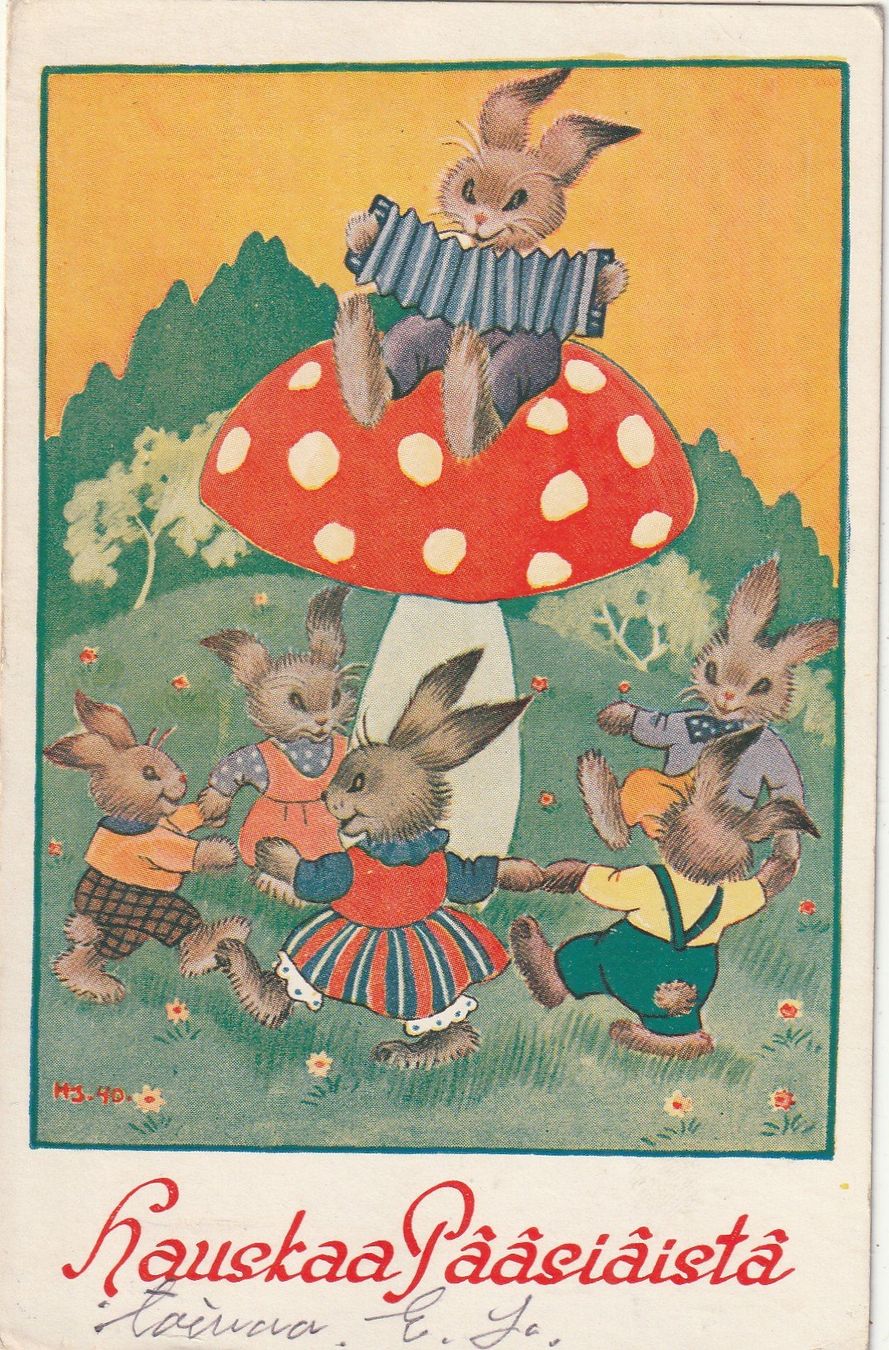 Cartes postales: Hasen mit Fliegenpilz – D'occasion à Rorschacherberg par fratovi2