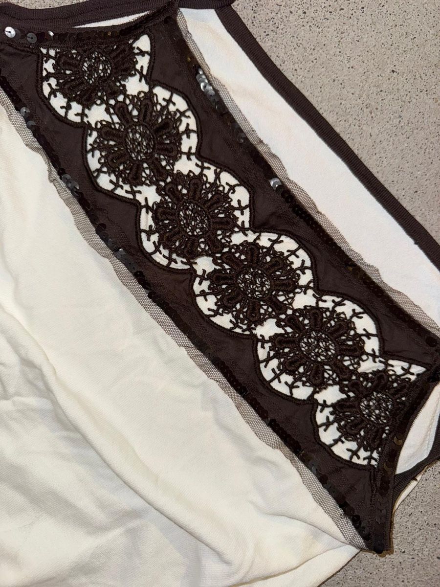 Top: vintage top white/brown – Usato da Oberhofen Thun'see venduto da 61archive 3