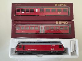 Bemo - Elektr. Lokomotive Ge 4/4 mit 2 Stk. Personenwaggons