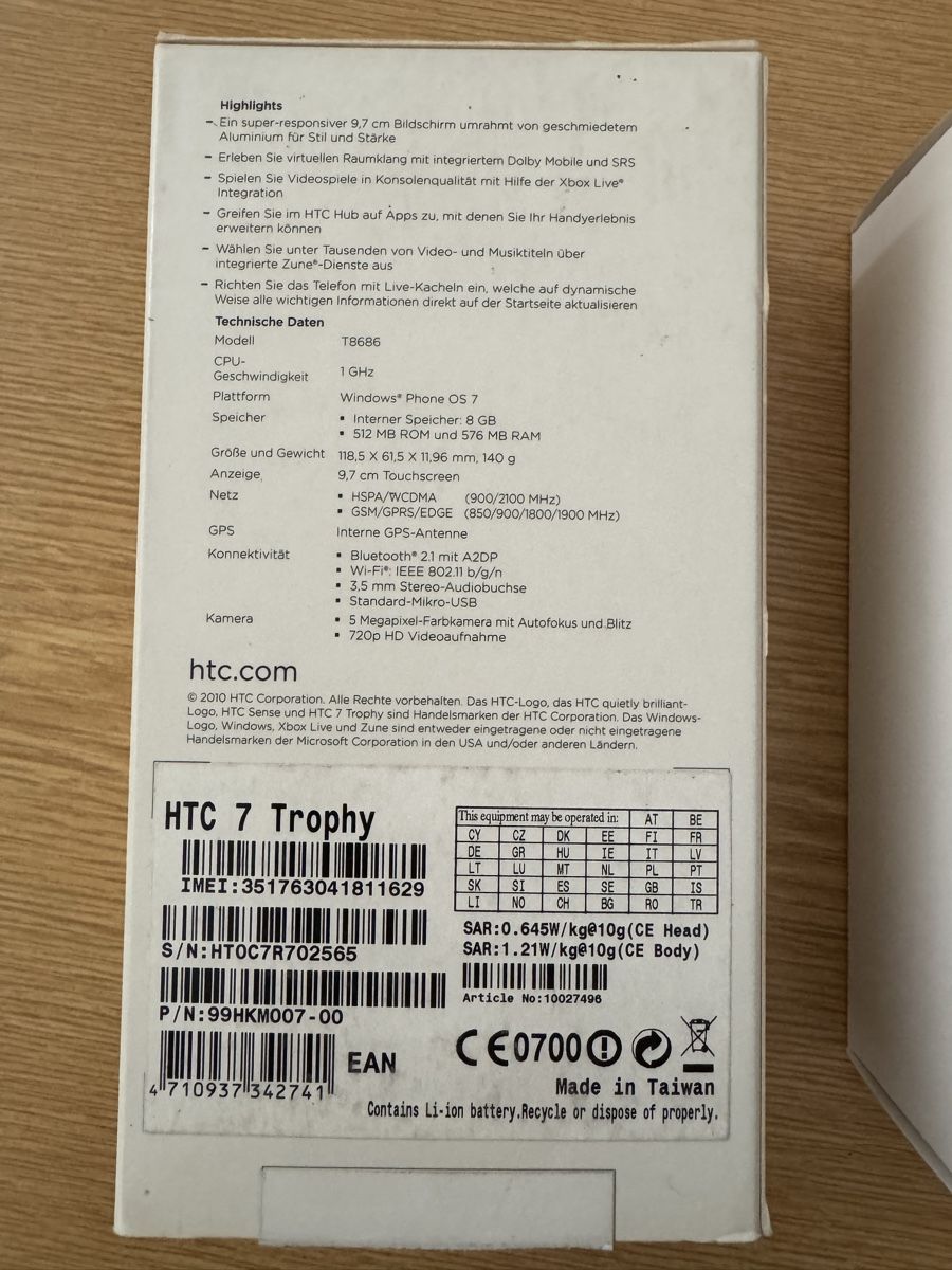 HTC Handys / Smartphones: HTC 7 Trophy – Neu und originalverpackt aus Reigoldswil von pet_dj8f 2