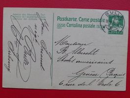 1921: Saubere Karte von BULLE nach GENF, 10c grün (TELL)