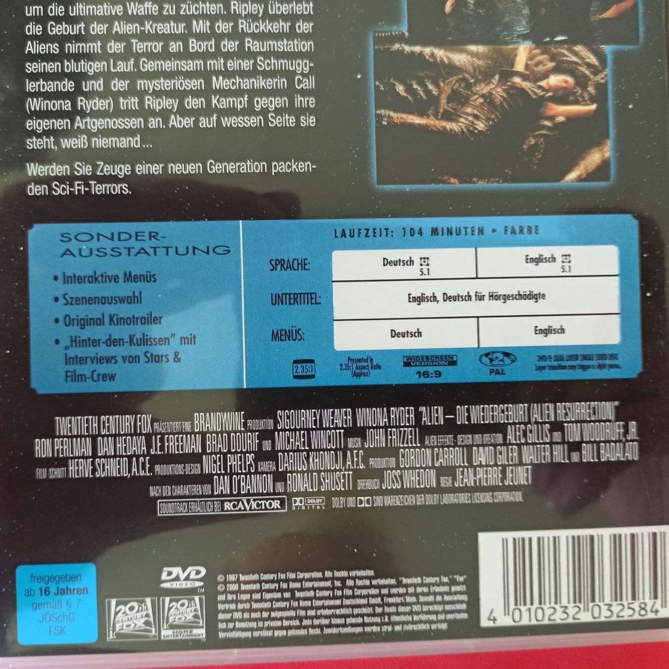 Tutti i DVDs: Alien - Die Wiedergeburt – Usato da Dübendorf venduto da kb86_MOVIE 2