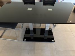 Glastisch schwarz, 90x160cm, Höhe 75cm