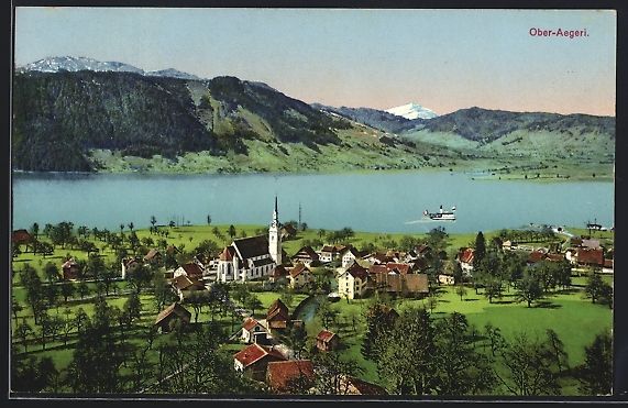 Cartes postales: AK Ober-Aegeri, Teilansicht mit Kirche – D'occasion à Berlin par bartko-reher