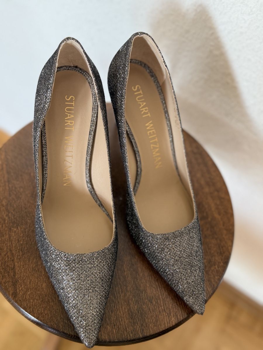 Stuart Weitzman Scarpe da donna: Stuart Weitzman Silver Sparkly Heels Size 39 - Party Perfect – Nuovo (secondo la descrizione) da Versoix venduto da pen_6hgs
