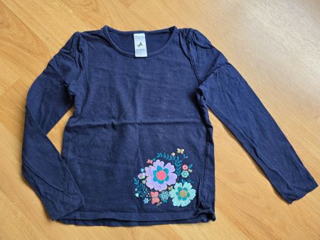Langarmshirt dunkelblau Blumen Grösse 134